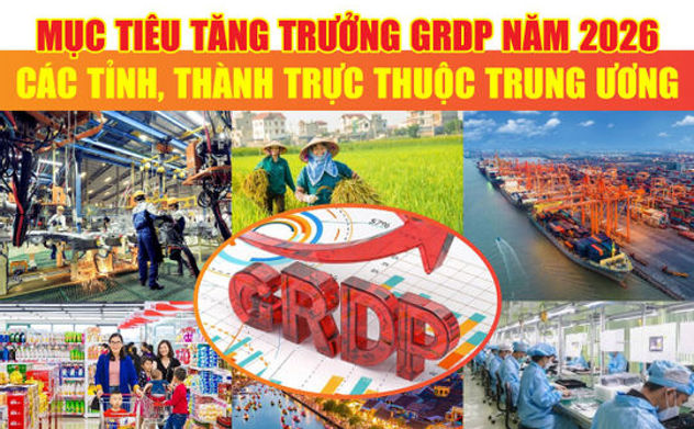 Infographics: Mục tiêu tăng trưởng GRDP giai đoạn 2026-2030 theo tỉnh, thành phố trực thuộc Trung ương